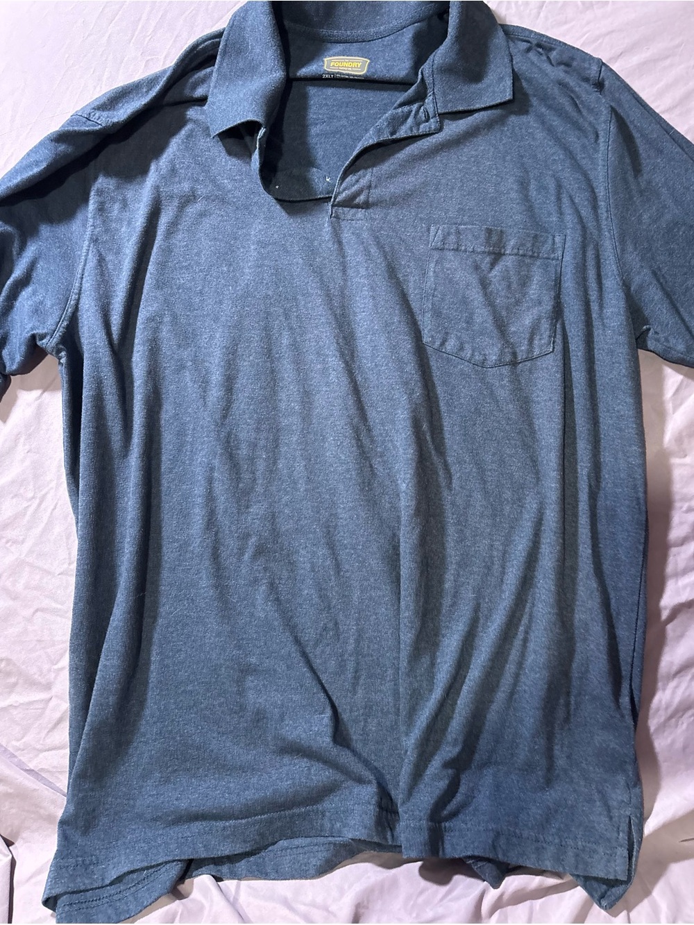 The Foundry Supply Co. Heather Blue Pocket Polo